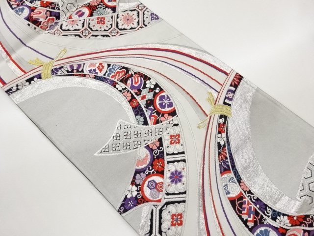 JAPANESE KIMONO / FUKURO OBI / WOVEN NOSHI & TREASURE PATTERN 